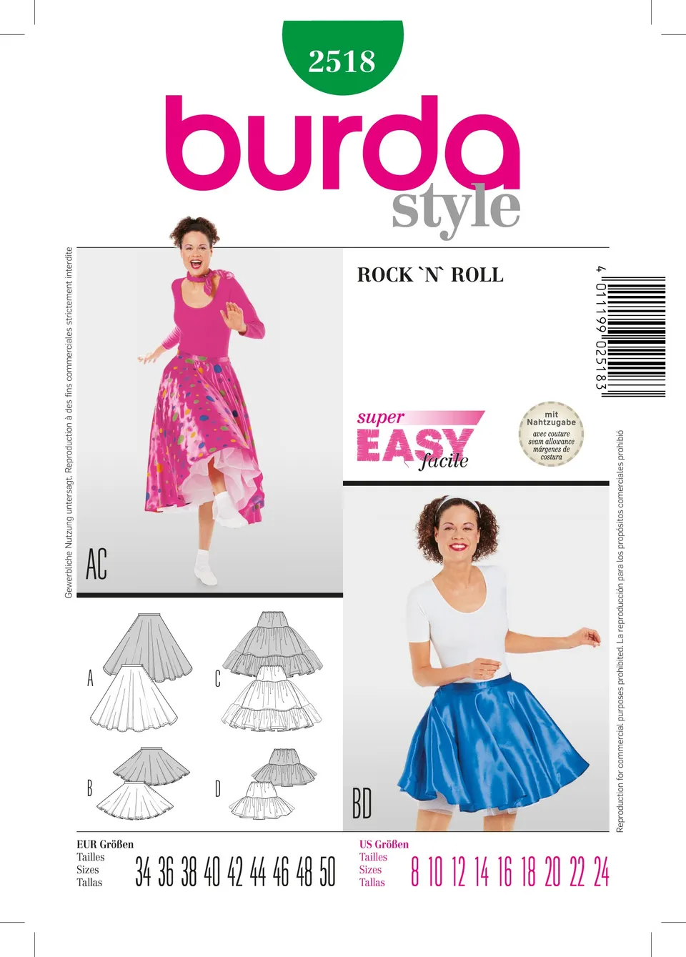 burda-style-2518-schnittmuster-damen-kost-m-glockenrock-und-petticoat-gr-34-50 image 1