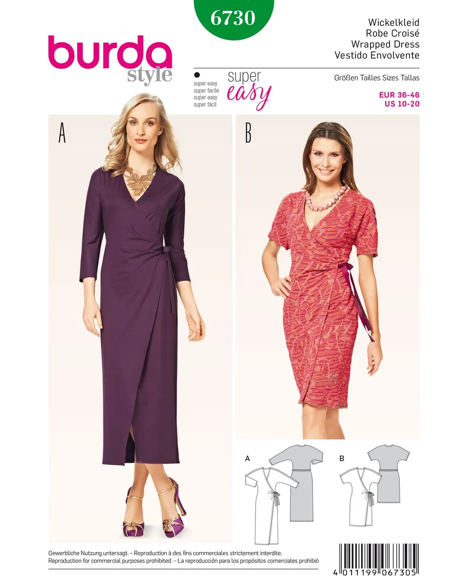 burda-style-6730-damen-wickelkleid-schnittmuster-gr-10-20 image 1