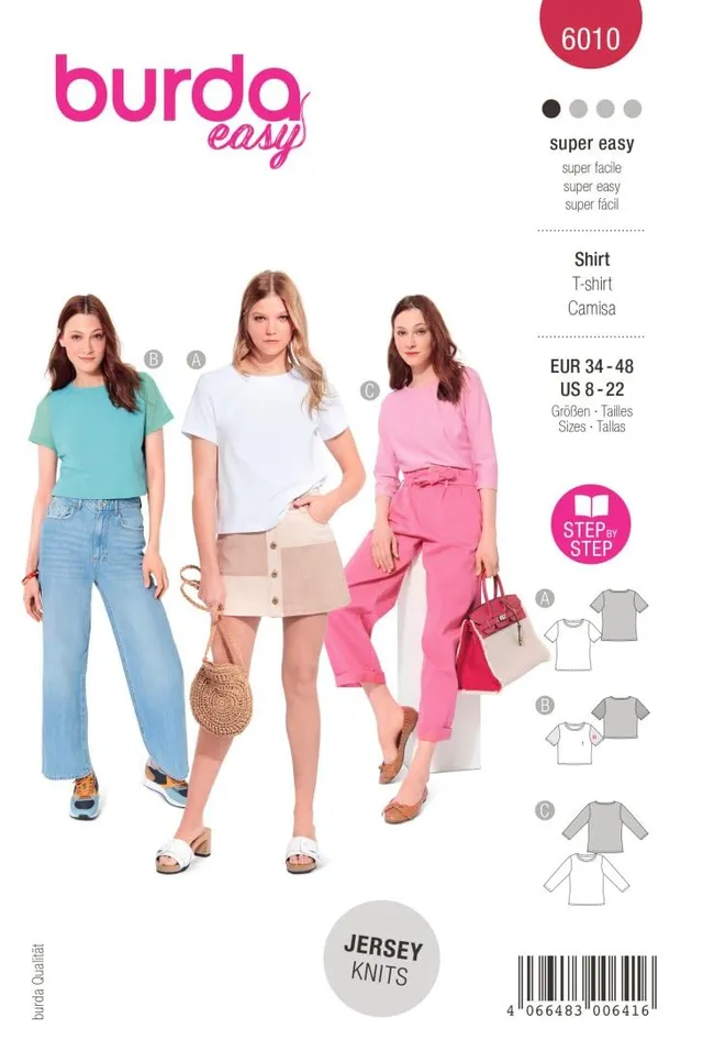 burda-style-6010-schnittmuster-damen-t-shirts-gr-34-48-level-sehr-leicht image 1