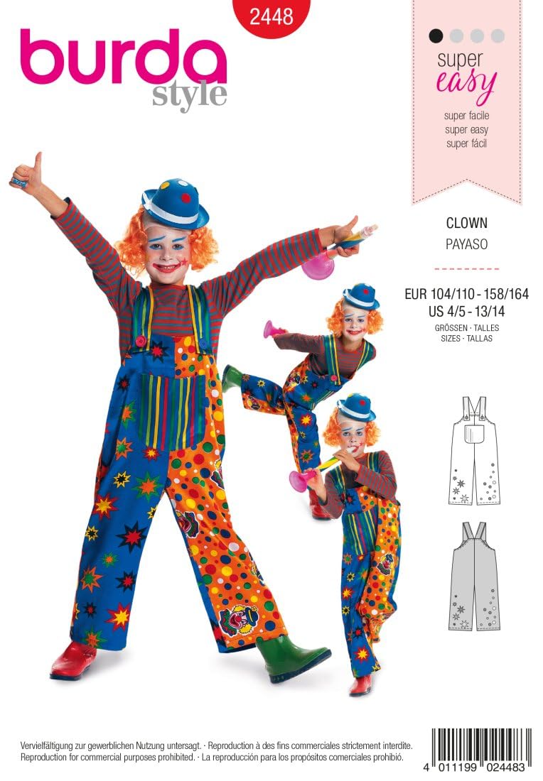 burda-style-2448-schnittmuster-kinder-faschingskost-m-clown-gr-104-164 image 1
