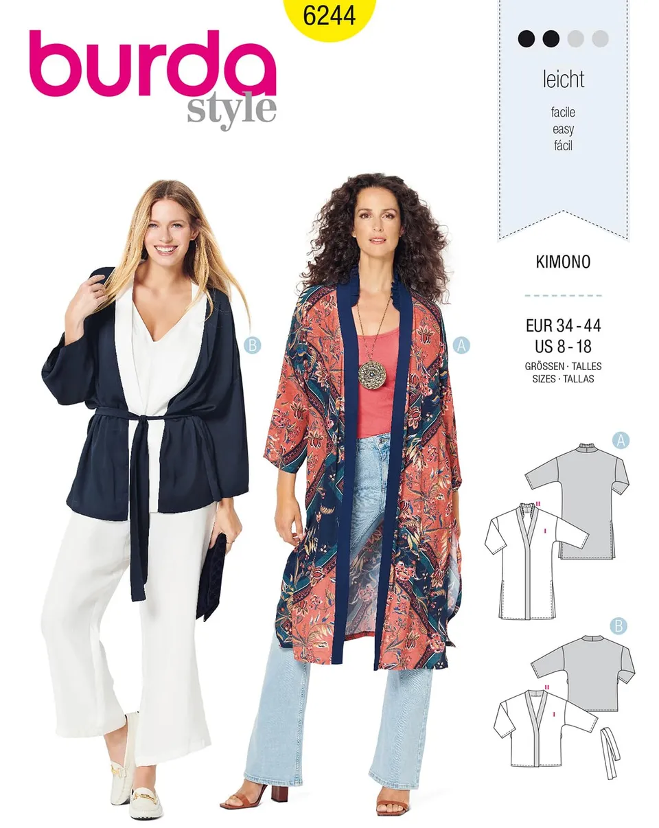 burda-style-schnittmuster-damen-kimono-6244-gr-34-44-sommermantel image 1