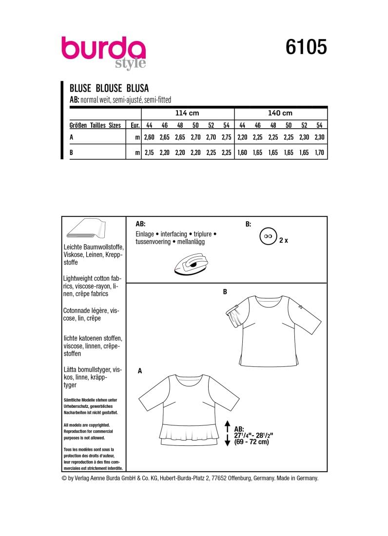 burda-style-6105-schnittmuster-bluse-damen-gr-44-54-level-2-leicht image 6
