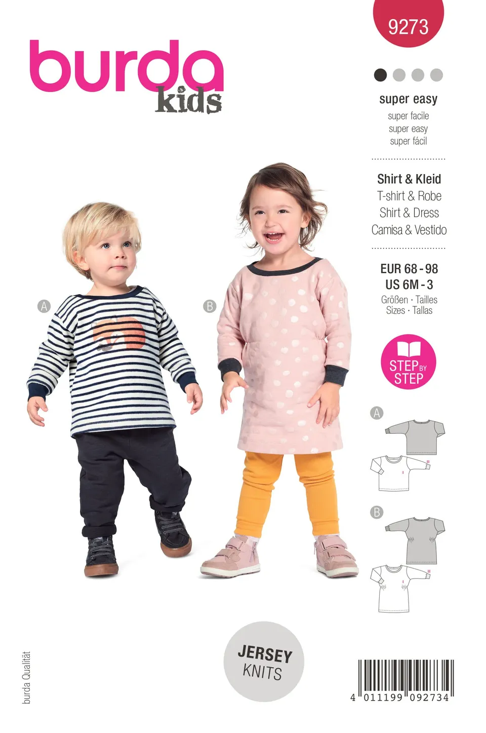 burda-style-9273-schnittmuster-shirt-und-kleid-kids-gr-68-98-papierschnittmuster image 1