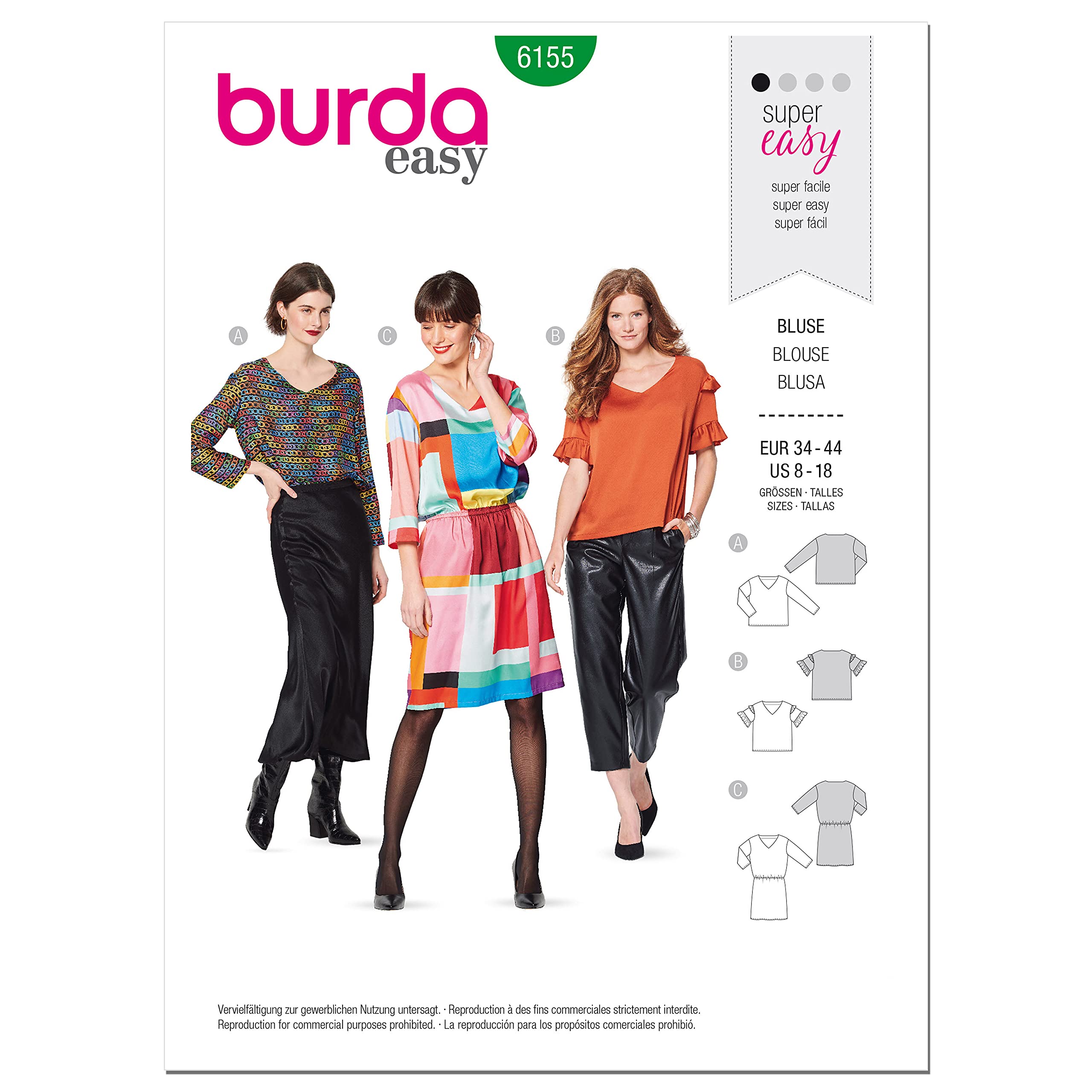 burda-style-schnittmuster-set-bluse-und-kleid-damen-34-44 image 1