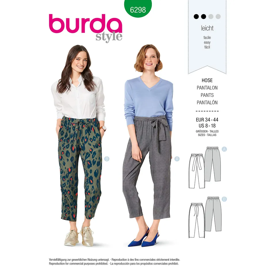 burda-6298-schnittmuster-damen-joggpants-gummizughose-gr-34-44 image 1