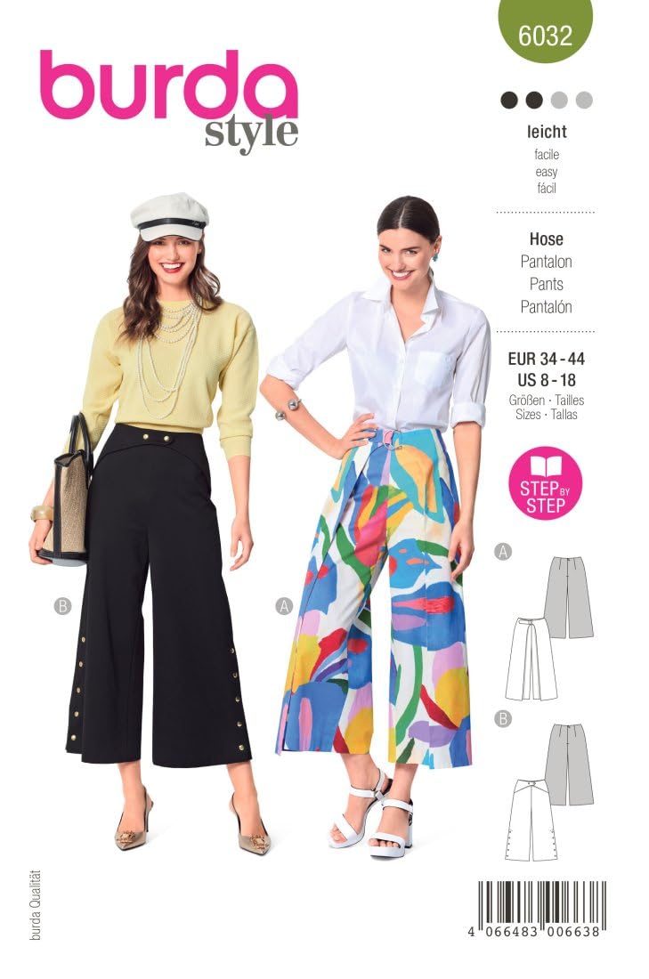 burda-style-6032-papierschnittmuster-damen-hose-mit-weitem-bein-gr-34-44 image 1