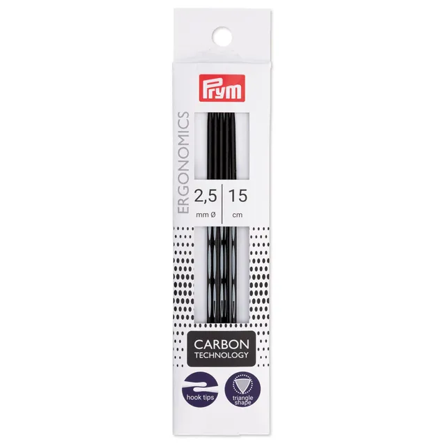 prym-ergonomics-carbon-strumpfstricknadeln-15-cm-2-50-mm-5er-set image 1