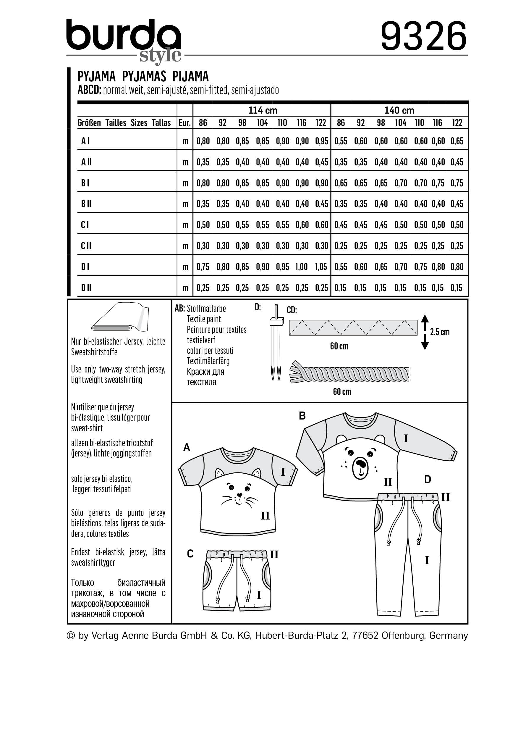 burda-style-9326-pyjama-schnittmuster-unisex-gr-86-122-kinder image 1