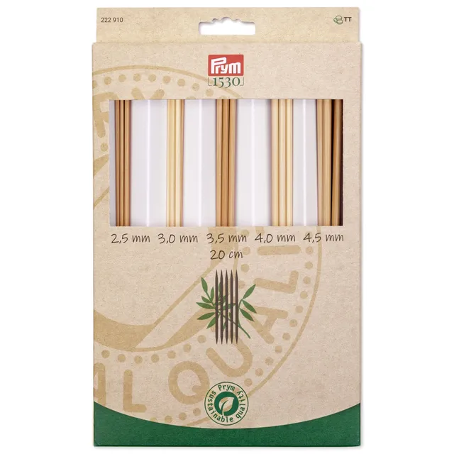 prym-1530-strumpfstricknadel-set-bambus-20-cm-2-50-4-50-mm-5-spiele image 1