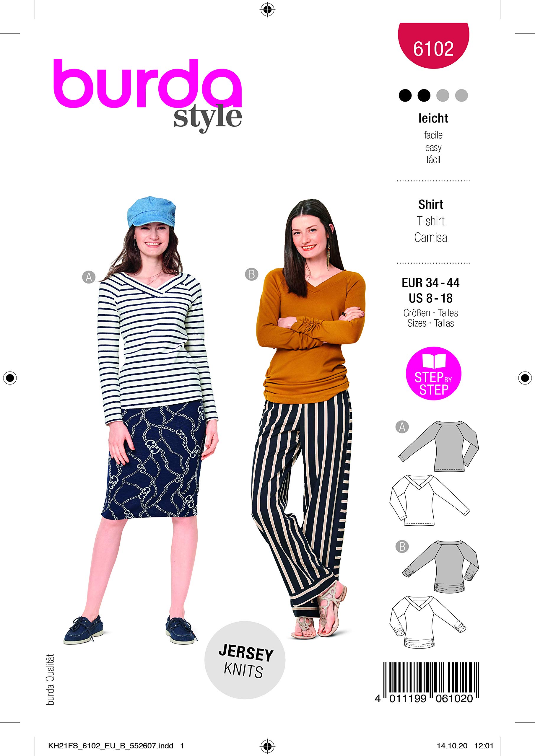 burda-style-6102-schnittmuster-shirt-damen-gr-34-44 image 1