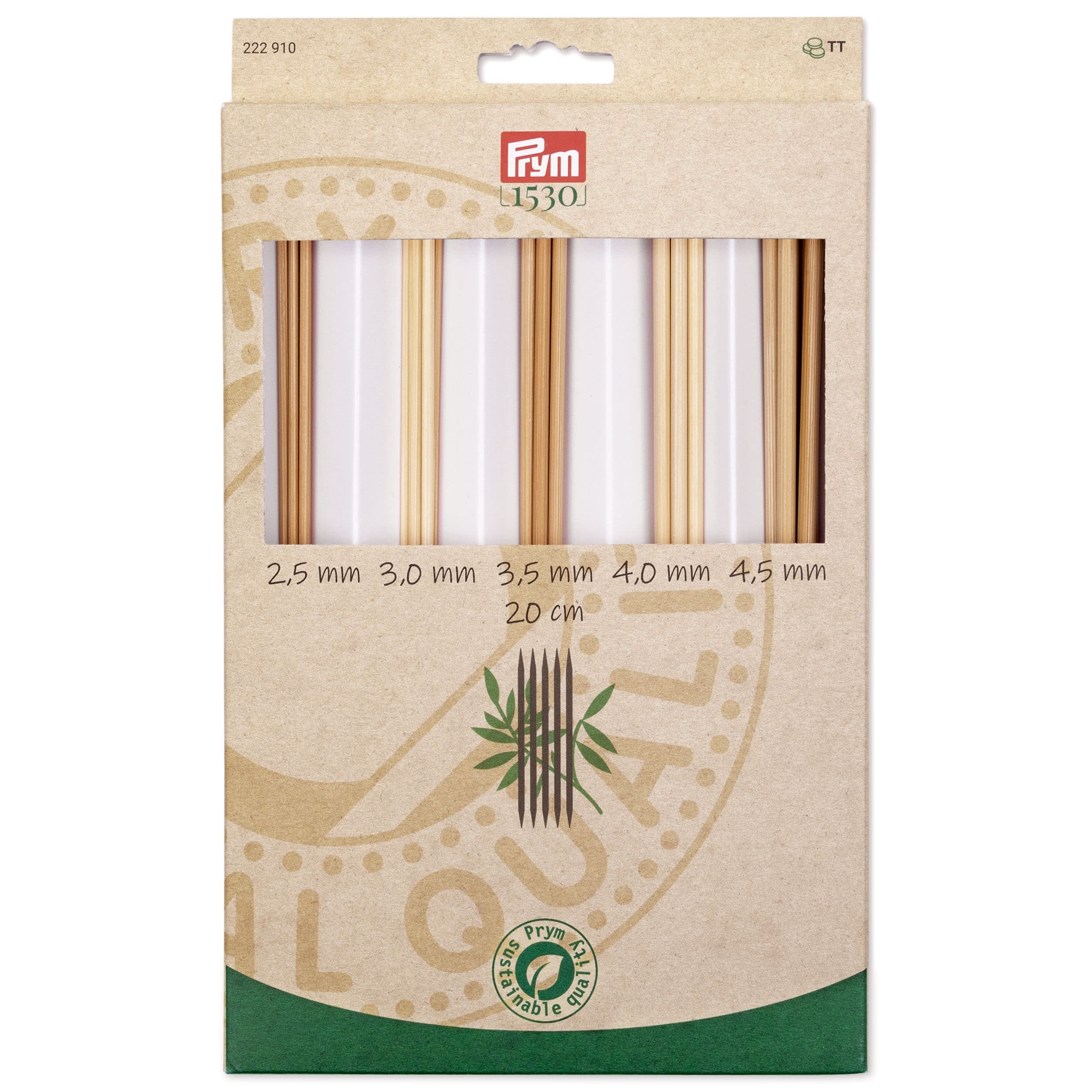 prym-1530-strumpfstricknadel-set-bambus-20-cm-2-50-4-50-mm-5-spiele image 1