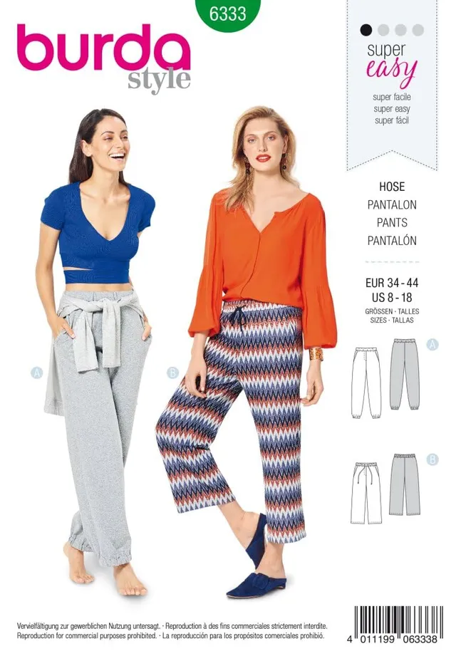 burda-schnittmuster-damen-hosen-6333-gr-34-44-jogginghose-palazzohose image 1