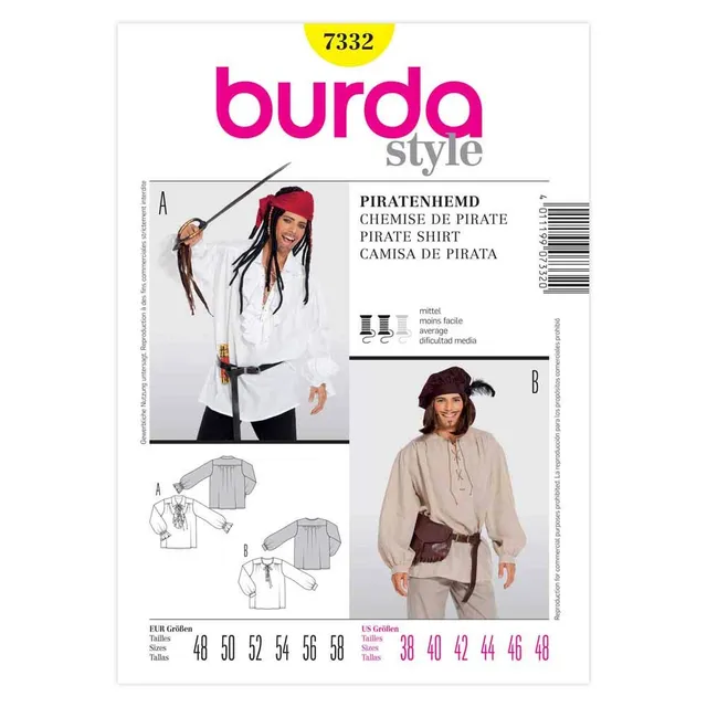 burda-style-papierschnittmuster-herren-piratenhemd-7332-gr-48-58 image 1