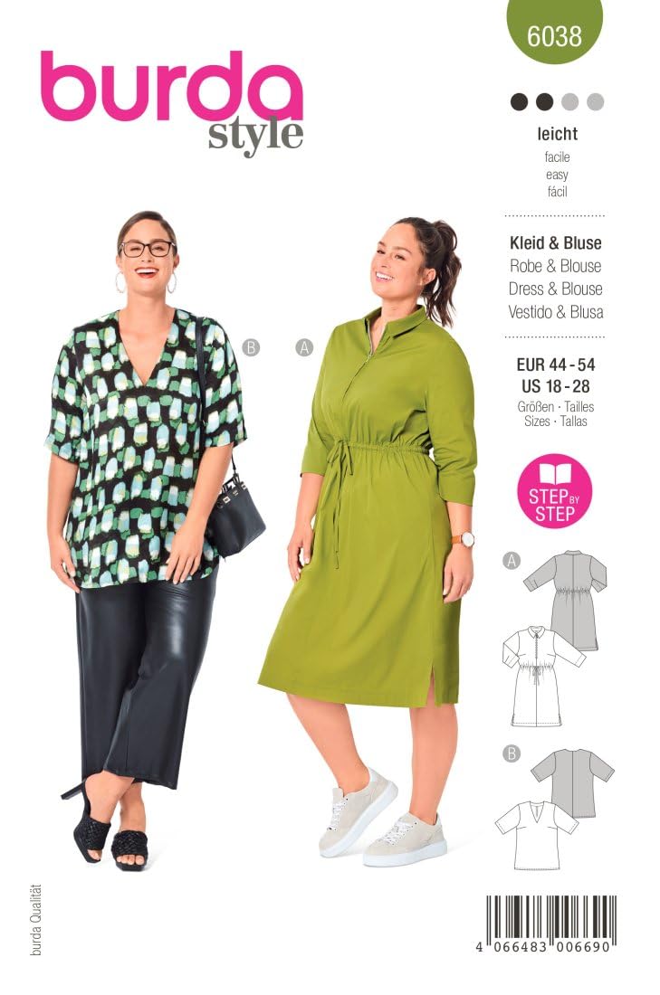 burda-style-katalog-schnittmuster-6038-kleid-mit-gummizug-und-tunika-damen-gr-44 image 1