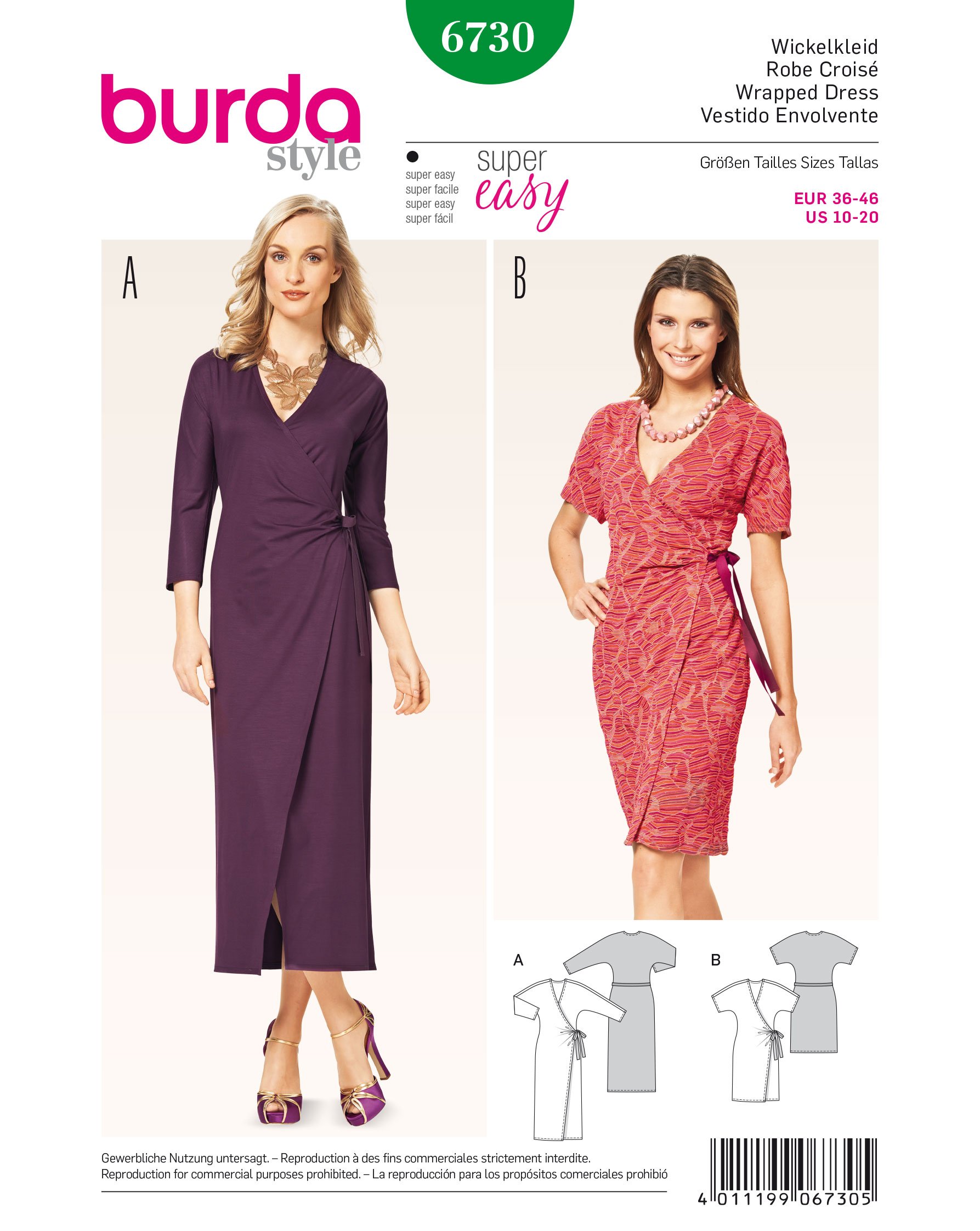 burda-style-6730-damen-wickelkleid-schnittmuster-gr-10-20 image 1