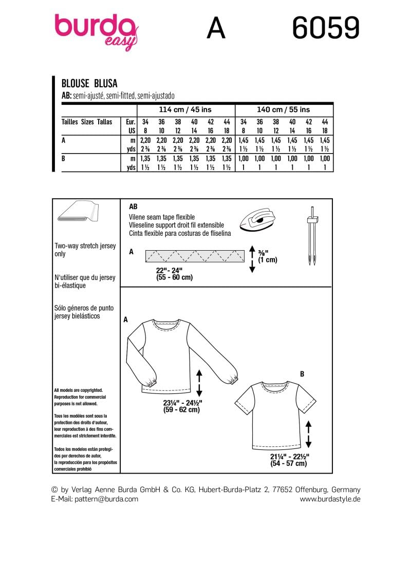 burda-style-schnittmuster-blusenvariationen-6059-jersey-shirt-und-bluse-gr-34-44 image 3