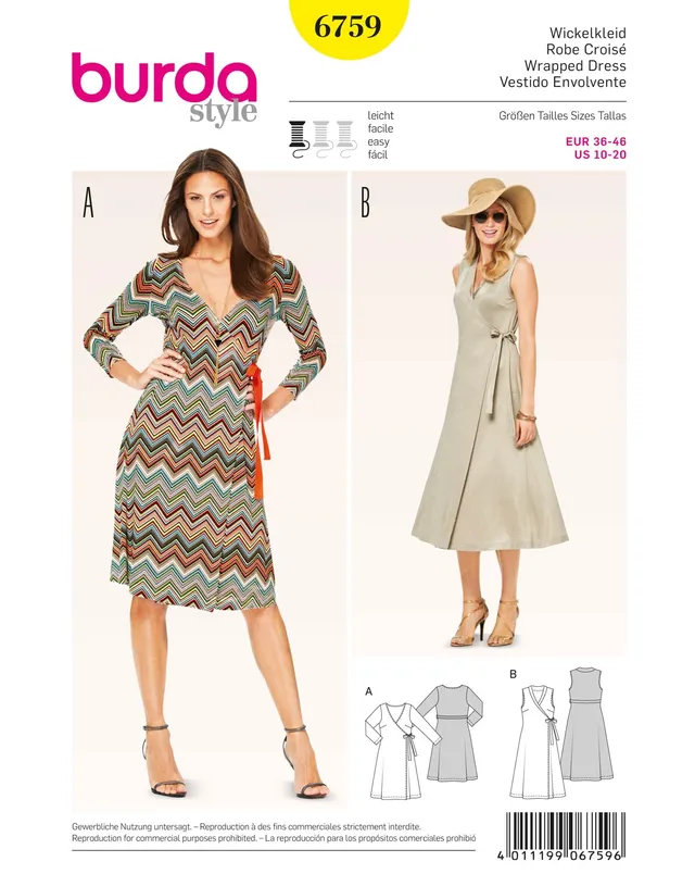 burda-style-6759-schnittmuster-damen-wickelkleid-gr-36-46-papierschnitt image 1