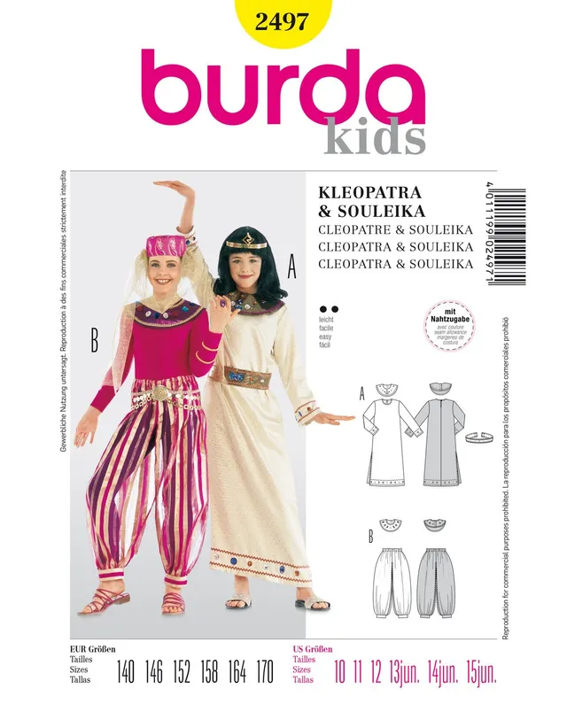burda-style-schnittmuster-2497-kost-m-cleopatra-souleika-kids-140-170 image 1
