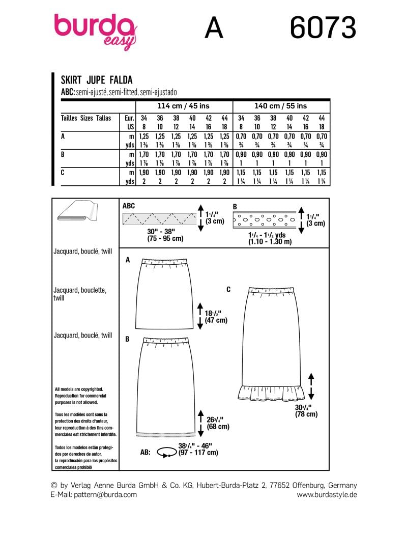 burda-style-b6073-schnittmuster-damenrock-in-drei-l-ngen-gr-34-52-papierschnittm image 2