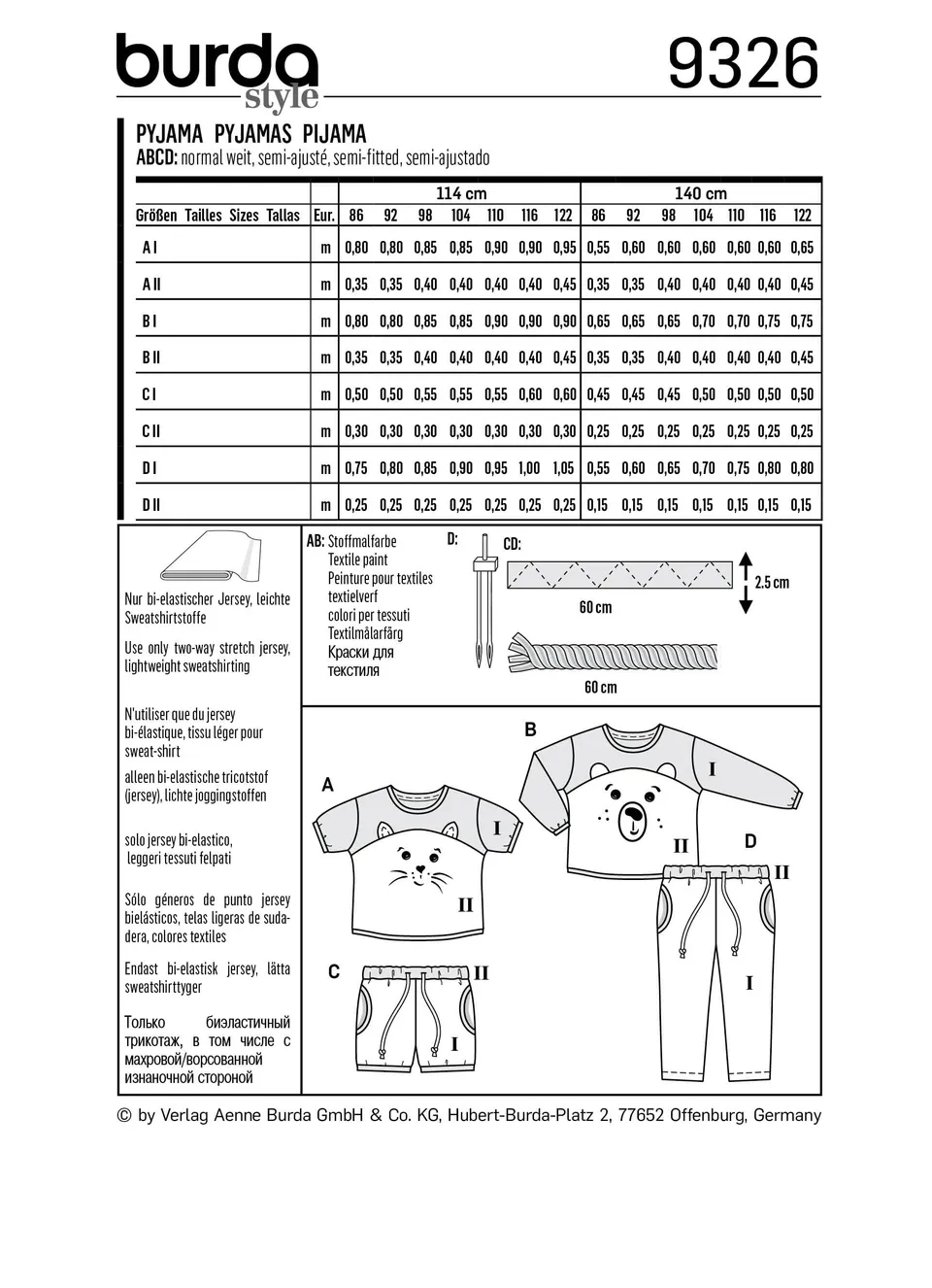 burda-style-9326-pyjama-schnittmuster-unisex-gr-86-122-kinder image 1