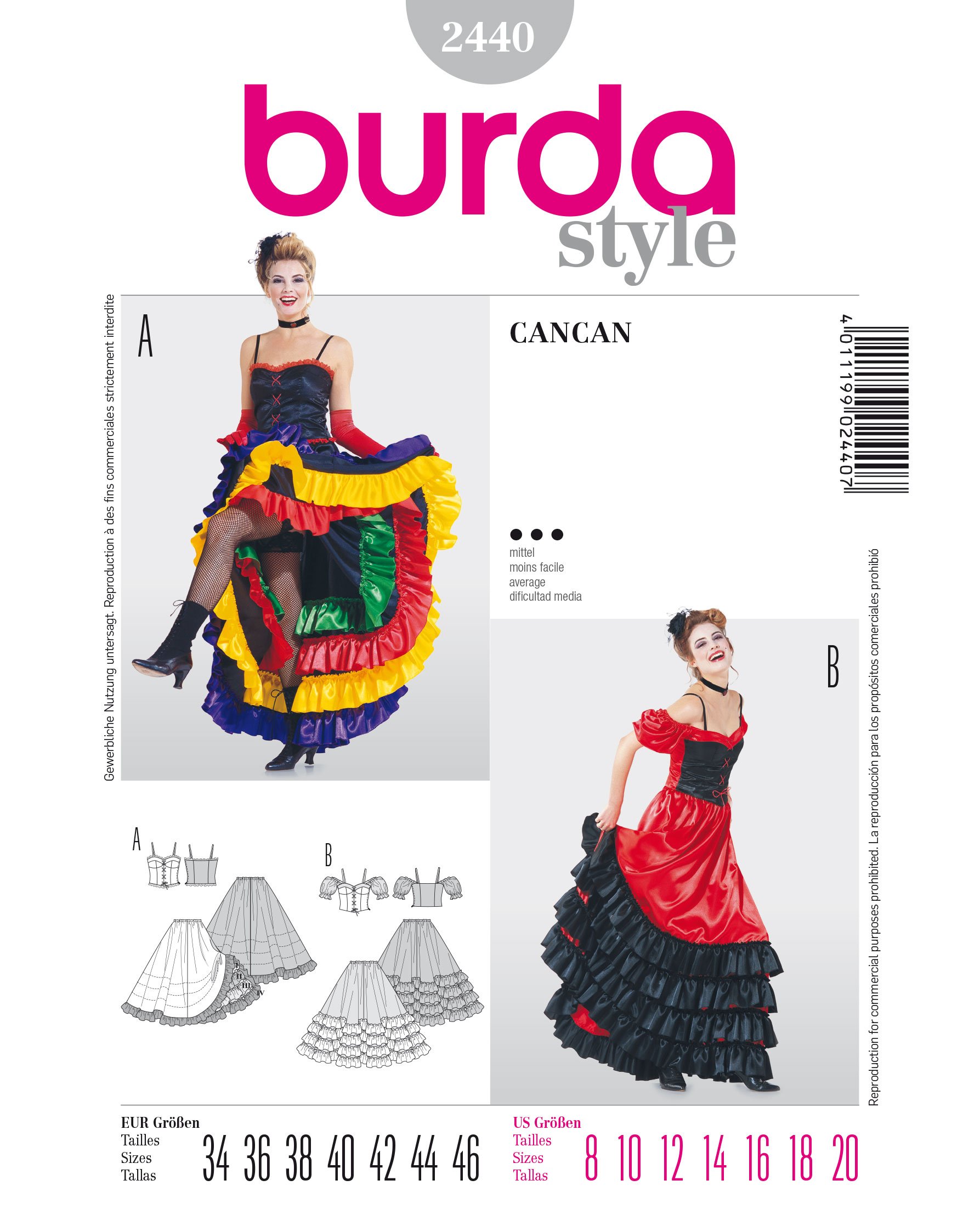 burda-2440-schnittmuster-cancan-kost-m-damen-gr-34-46 image 1