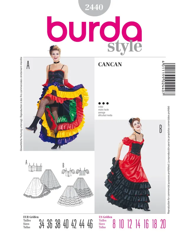 burda-2440-schnittmuster-cancan-kost-m-damen-gr-34-46 image 1