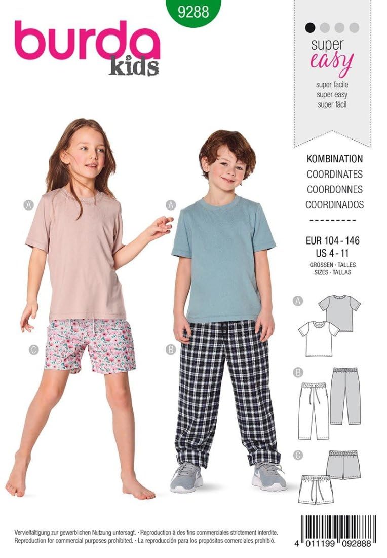 burda-style-schnittmuster-9288-m-dchen-kinder-t-shirts-und-hosen-short-und-lang- image 1