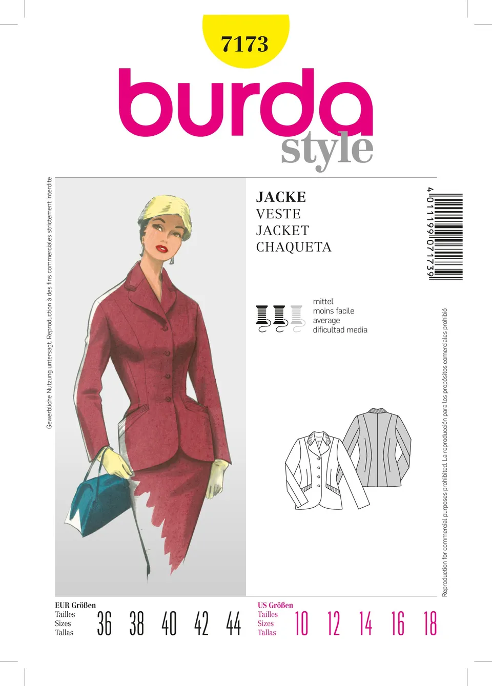 burda-style-vintage-blazer-7173-50er-jahre-jacke-damen-mittel image 1
