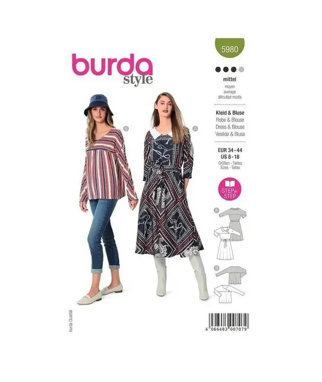 burda-style-5980-schnittmuster-kleid-und-bluse-damen-gr-34-44-level-3 image 1