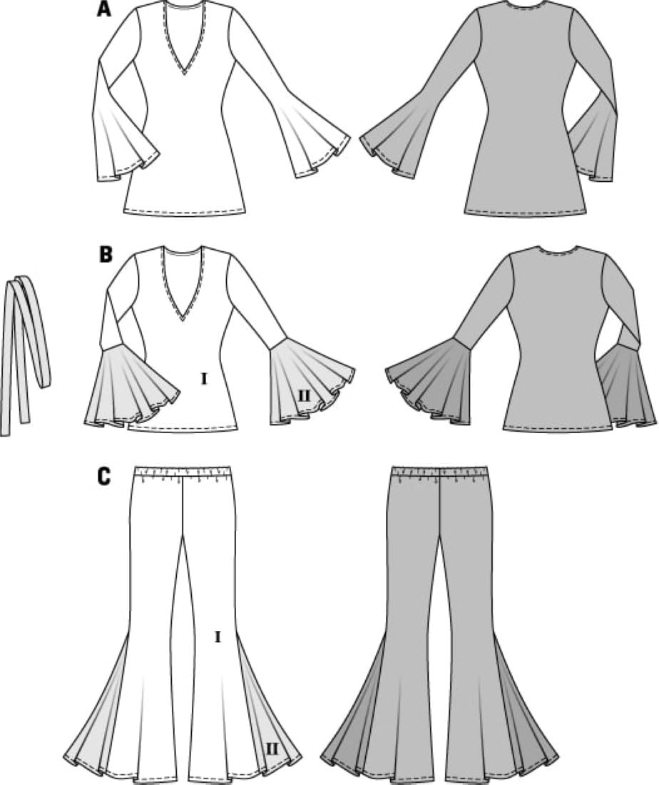 burda-style-schnittmuster-2373-damen-70er-partykost-m-kleid-tunika-schlaghose-gr image 8