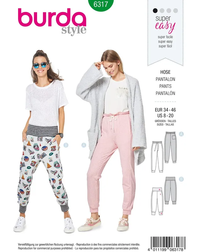 burda-style-6317-damen-jogginghose-jog-pants-schnittmuster-gr-34-46-papier image 1