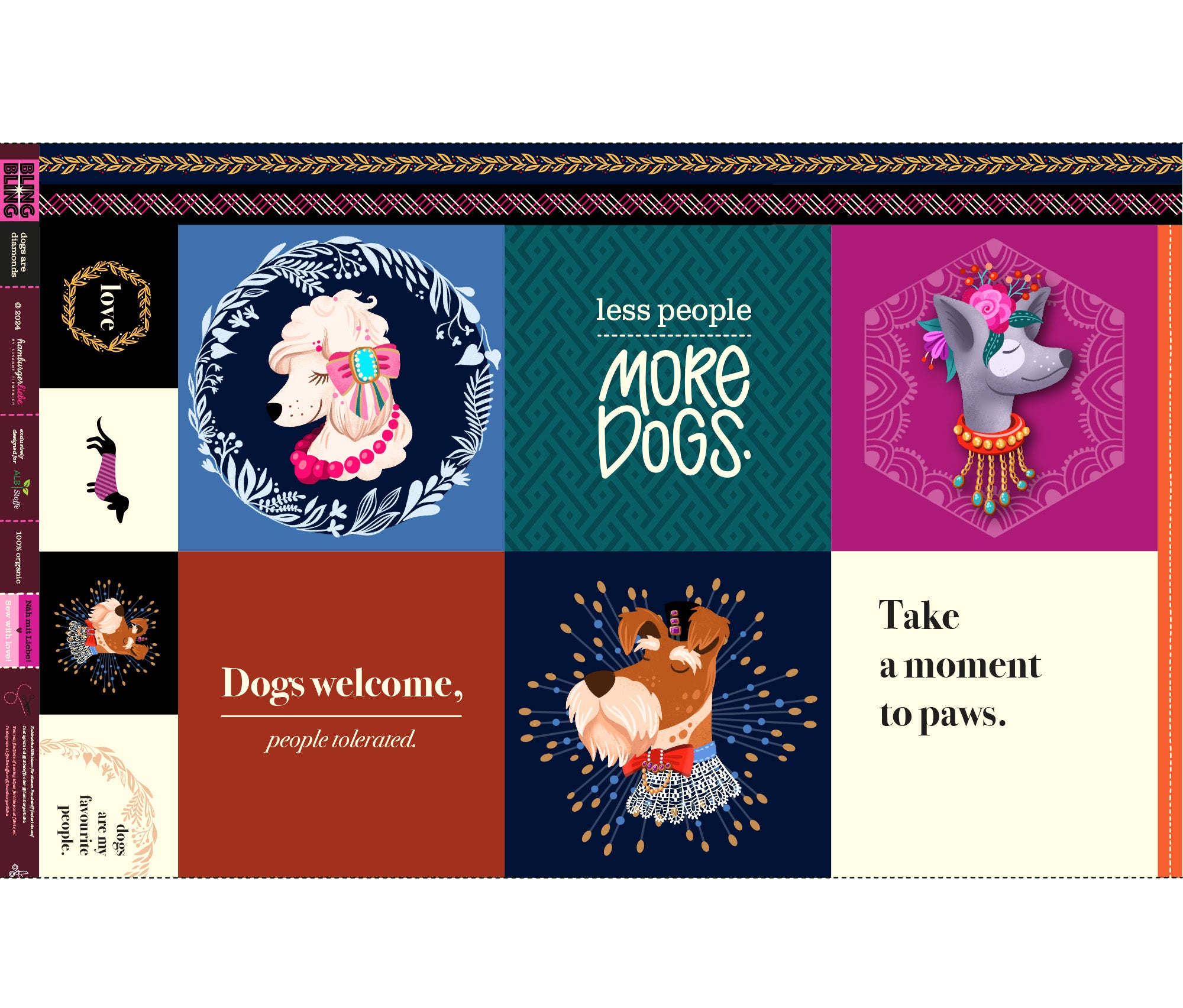 albstoffe-bling-bling-bio-canvas-panel-dogs-are-diamonds-145x100-cm image 4