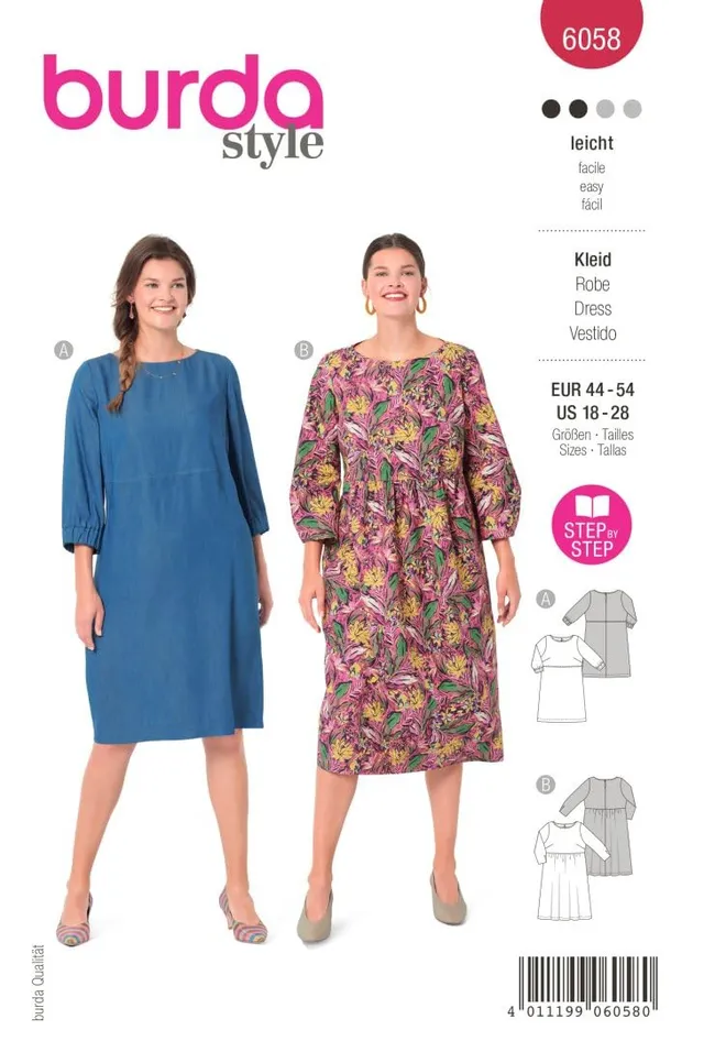 burda-style-b6058-schnittmuster-kleid-mit-rundhals-gr-44-54 image 1