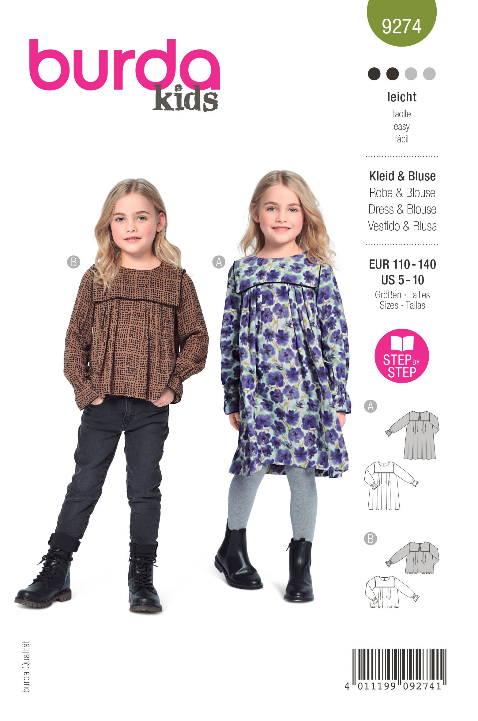 burda-style-b9274-schnittmuster-kleid-und-oberteil-kinder-gr-110-140 image 1