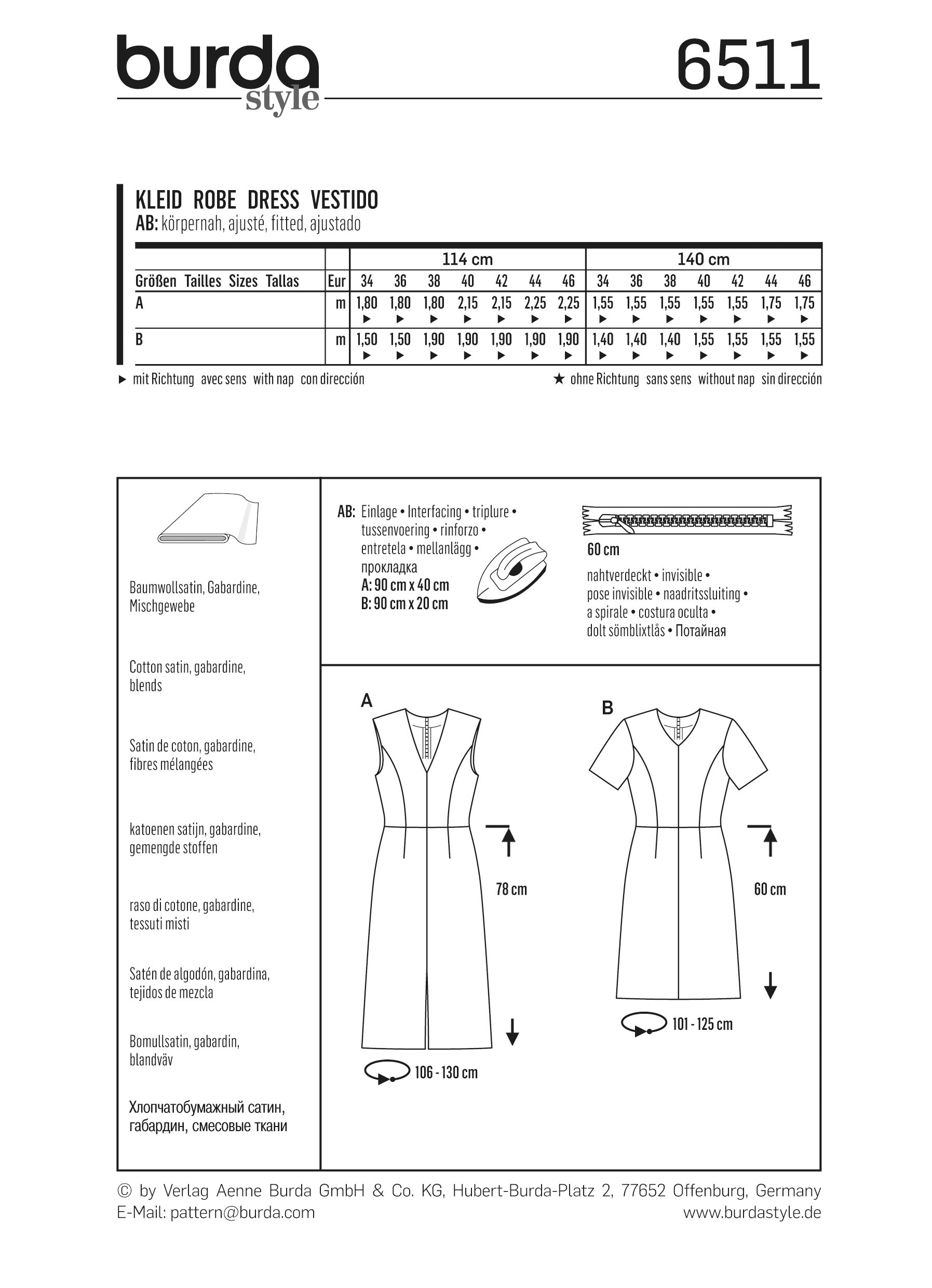 burda-style-6511-damen-schnittmuster-kleid-mit-v-ausschnitt-und-4-bahnenrock-gr- image 4