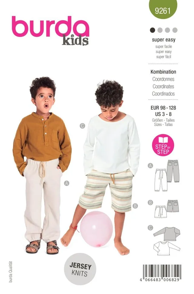 burda-kids-9261-schnittmuster-set-kinder-shirt-hose-gr-98-128-super-easy image 1