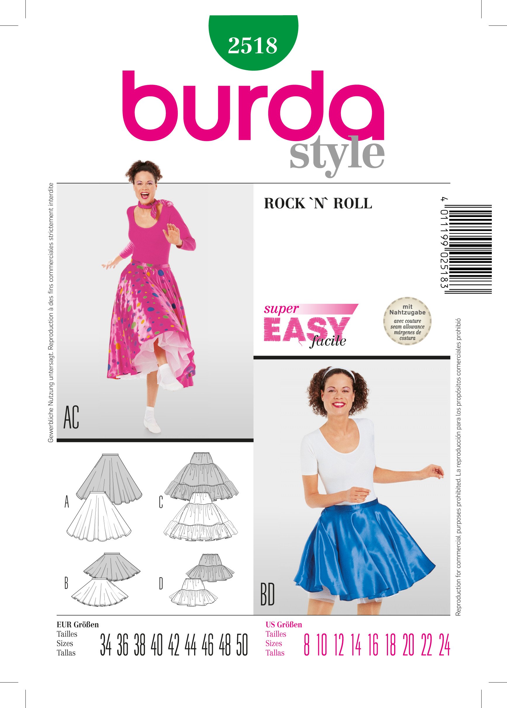 burda-style-2518-schnittmuster-damen-kost-m-glockenrock-und-petticoat-gr-34-50 image 1