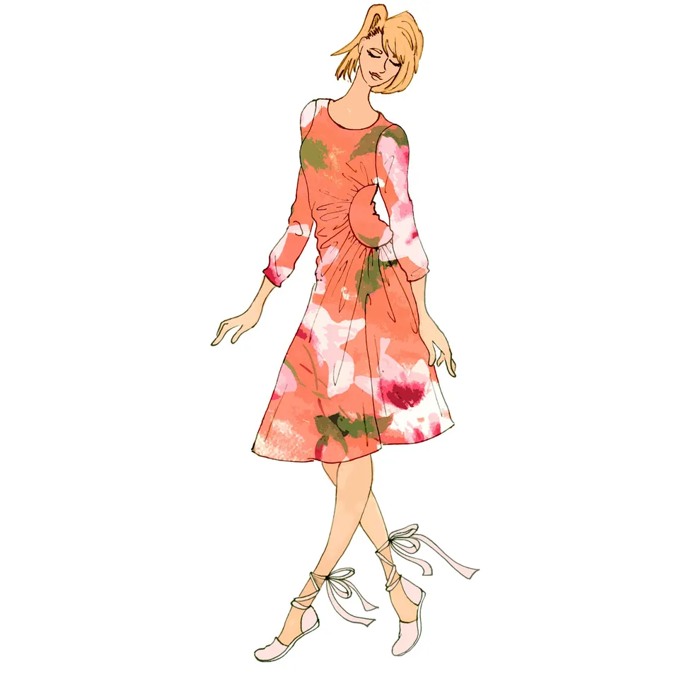 schnittmuster-berlin-premium-jerseykleid-quitte-damenkleid-mit-3-4-rmel image 1