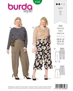burda-style-6193-damen-hose-cargohose-culotte-papierschnittmuster-gr-44-54 image 1