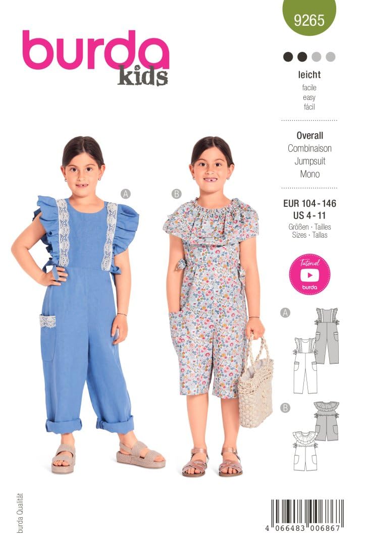burda-style-schnittmuster-9265-overall-mit-r-schen-kinder-gr-104-146 image 1