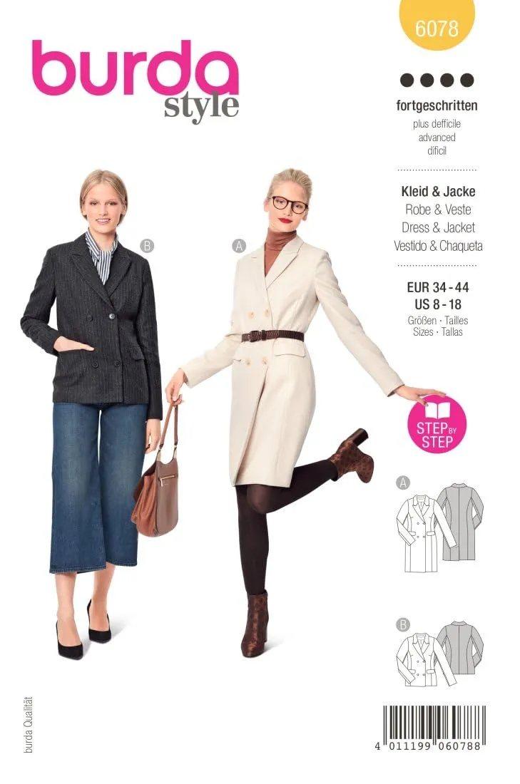 burda-style-6078-schnittmuster-blazerkleid-und-jacke-damen-gr-34-44 image 1