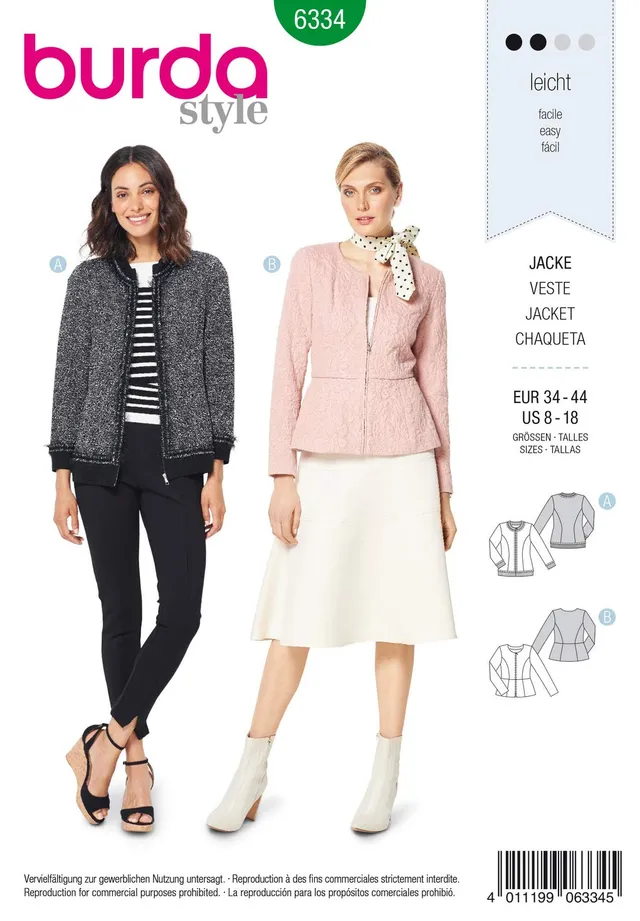 burda-style-6334-schnittmuster-damen-blouson-sch-chenjacke-mit-rei-verschluss-gr image 1