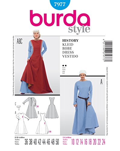 burda-style-7977-schnittmuster-damen-karneval-burgdame-k-nigin-magd-gr-36-50-lev image 2