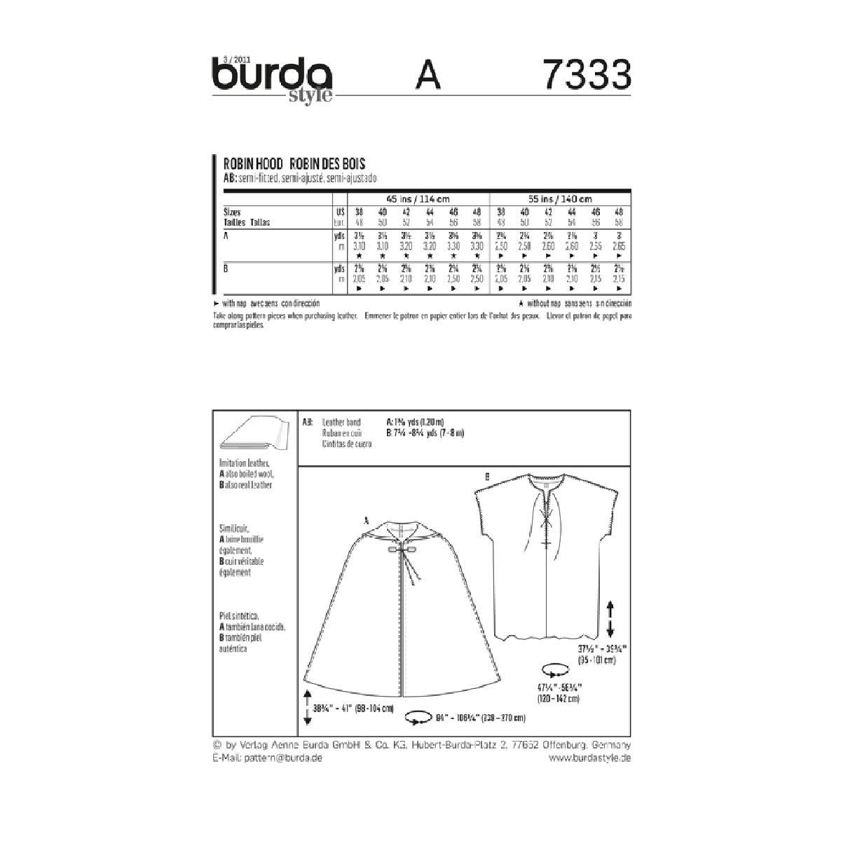 burda-style-7333-schnittmuster-herren-kost-m-robin-hood-gr-48-58 image 2