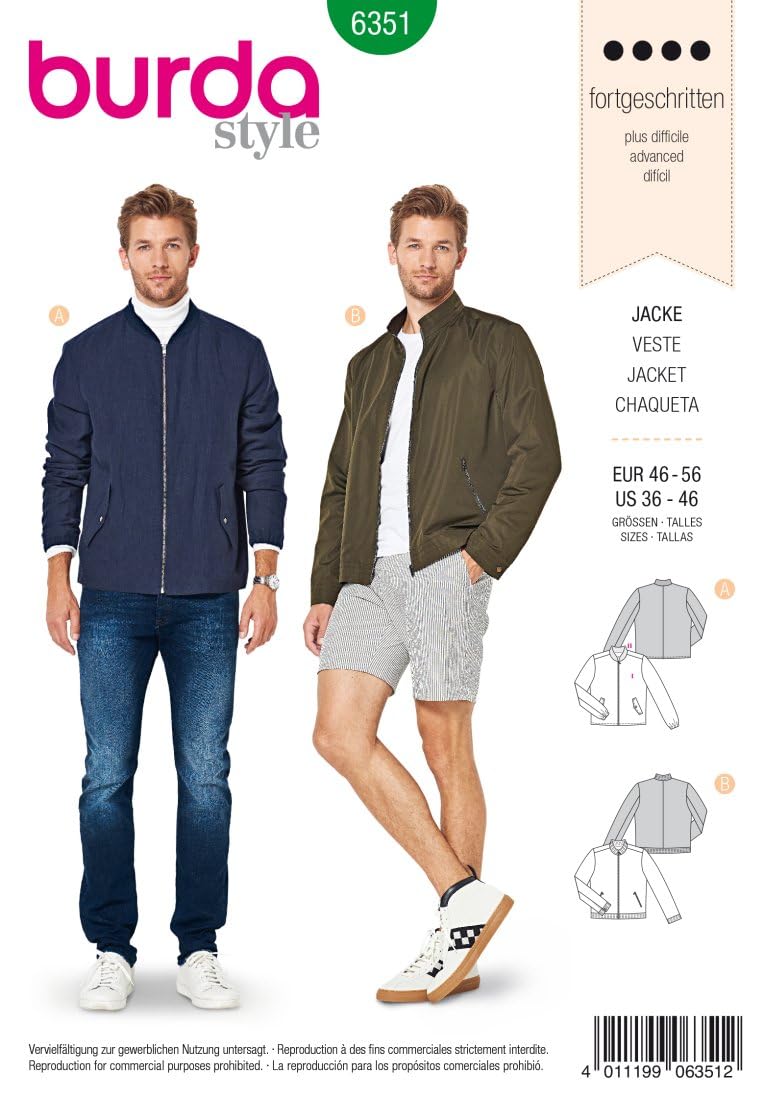 burda-style-6351-herren-schnittmuster-blouson-jacke-mit-zipper-gr-46-60 image 1