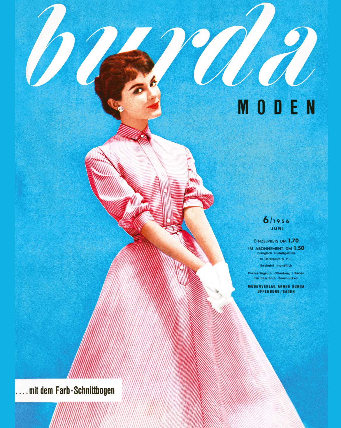 burda-style-retro-poster-blue-din-a2-cover-juni-1956 image 1