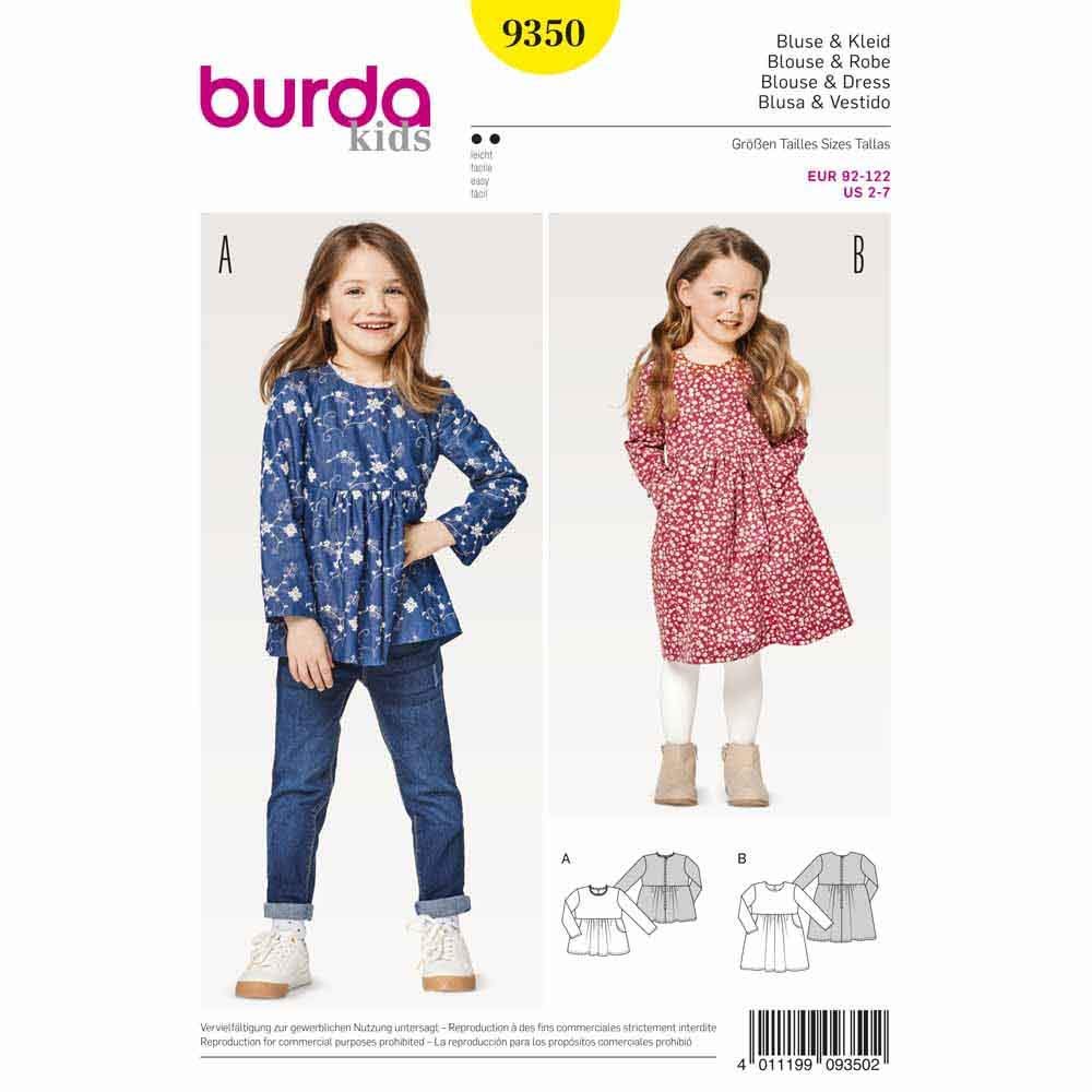 burda-schnittmuster-9350-m-dchen-kleid-und-bluse-gr-98-104 image 1