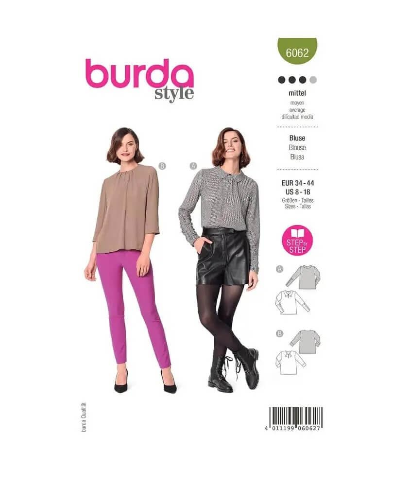 burda-style-schnittmuster-blusenvariationen-6062-damen-bluse-gr-34-44-n-hlevel-m image 1