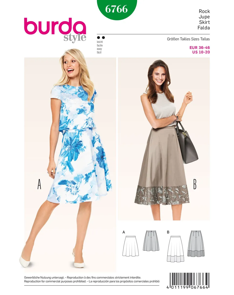 burda-style-6766-schnittmuster-damen-rock image 1