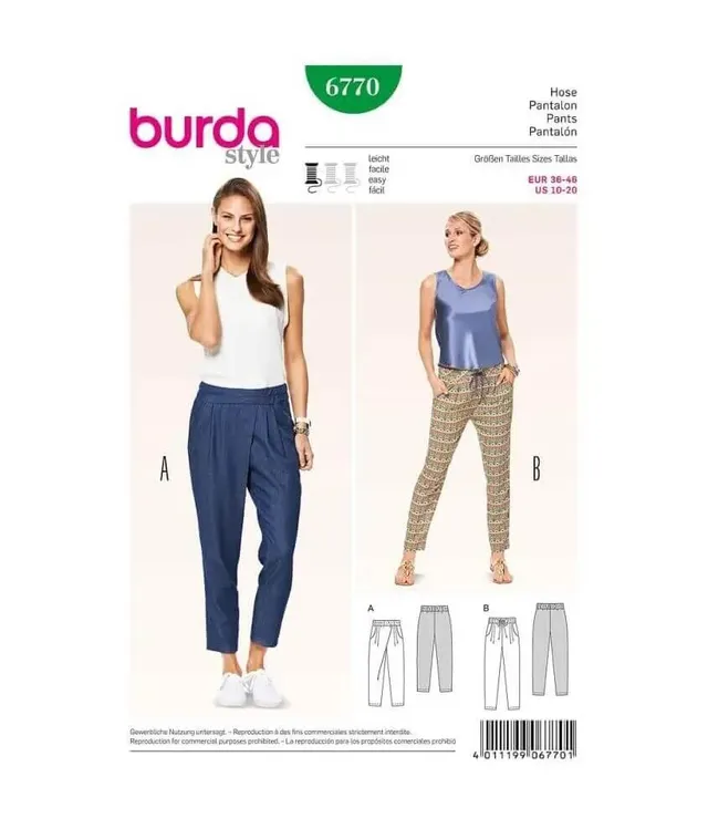 burda-style-schnittmuster-6770-damen-hose-mit-gummizug-gr-36-46 image 1